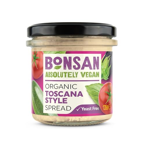 Bonsan – Bio-Aufstrich nach toskanischer Art (6 x 135 g), veganer Aufstrich nach mediterraner Art, leicht & cremig, Milch- und gentechnikfrei, für Sandwiches und zum Dippen von Bonsan