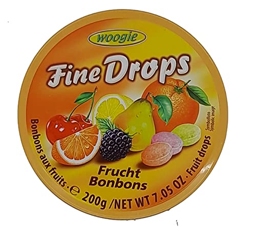 Woogie Frucht-Bonbons "Fine Drops" in der wiederverschließbaren 200g Dose von Woogie