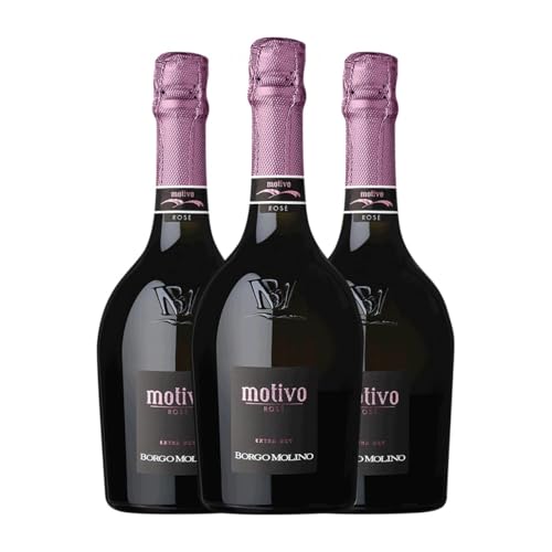 Borgo Molino Motivo Spumante Rosé Extra Dry Extra Trocken Marca Trevigiana 75 cl Rosé Sekt (Karton mit 3 Flaschen von 75 cl) von Borgo Molino Vigne & Vini