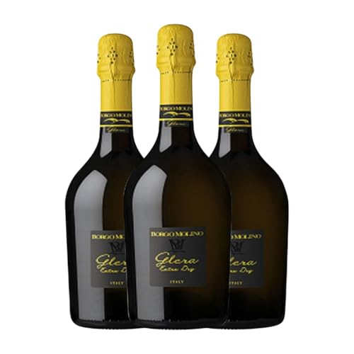 Borgo Molino Spumante Extra Dry Glera Extra Trocken Marca Trevigiana 75 cl Weißer Sekt (Karton mit 3 Flaschen von 75 cl) von Borgo Molino Vigne & Vini