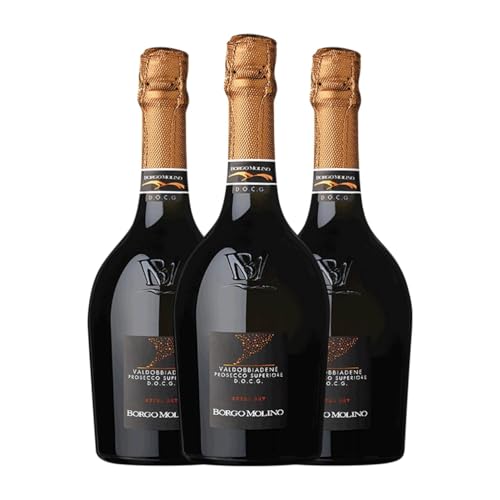 Borgo Molino Spumante Extra Dry Glera Extra Trocken Prosecco di Valdobbiadene Superiore di Cartizze 75 cl Weißer Sekt (Karton mit 3 Flaschen von 75 cl) von Borgo Molino Vigne & Vini