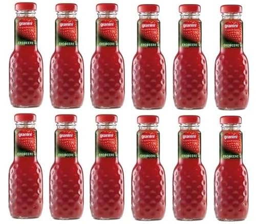 12 Flaschen a 200ml Granini Erdbeer Fruchtsaftgetränk in MEHRWEG Pfand Glas Flaschen Erdbeer Trinkgenuss von Onlineshop Bormann + Space Keks gratis a 45g von Bormann