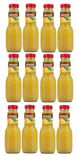 12 Flaschen a 200ml Granini Orangensaft in MEHRWEG Pfand Flaschen orange Trinkgenuss + Space Keks gratis a 45 g von Bormann