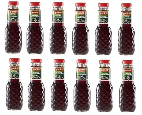 12 Flaschen a 200ml Granini Schwarze Johannisbeere Fruchtsaftgetränk in MEHRWEG Pfand Glas Flaschen Cassis Trinkgenuss von Onlineshop Bormann + Space Keks gratis a 45g von Bormann