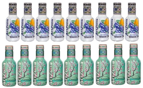 18 Flaschen Arizona Iced Tea Mix a 0,5 L (9 x Blueberry/ 9 x Green Tea) inclusiv Pfand + Space Keks von Onlineshop Bormann von Bormann