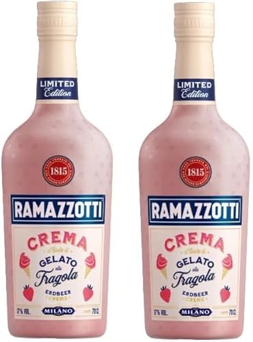 2 Flaschen Ramazzotti Crema Gelato Fragola Orginal a 0,7 Liter 17% vol. Erdbeer Sahne Likör + Space Keks gratis a 45 g von Onlineshop Bormann von Bormann