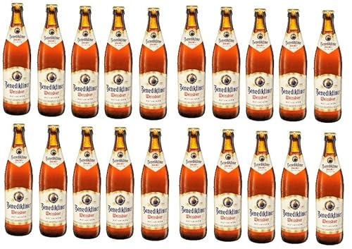 20 Flaschen Benediktiner Weissbier naturtrüb a 0,5l mit 5,4% Vol.inc. MEHRWEG Pfand + Space Riegel von Onlineshop Bormann von Bormann