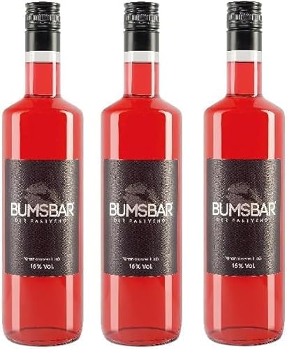 3 Flaschen Bumsbar Granatapfellikör a 700ml 16% Vol. aus Glas + Space Riegel von Onlineshop Bormann von Bormann