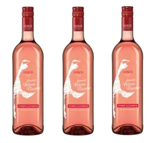 3 Flaschen Gosch Sylt jünnes Wärmeflasche rose feiner rosefarbener Glühwein nach Sylter Familienrezept a 750ml 11,2% Vol. + Space Riegel von Onlineshop Bormann von Bormann