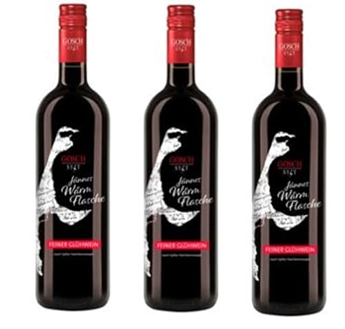 3 Flaschen Gosch Sylt jünnes Wärmeflasche rot feiner roter Glühwein nach Sylter Familienrezept a 750ml 11,7% Vol. + Space Riegel von Onlineshop Bormann von Bormann