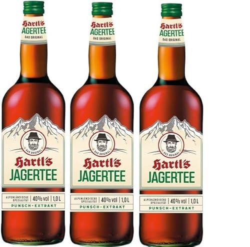 3 Flaschen Hartls Hartl´s Jagertee Punsch Extrakt a 1000ml 40% Vol. + Space Riegel von Onlineshop Bormann von Bormann