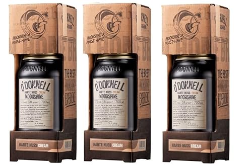 3 Gläser O'Donnell Moonshine Harte Nuss Cream Kombiset mit Ausgießer a 0,7 Liter 17% vol. 3 x Harte Nuss Creamlikör + Space Riegel von ONlineshop Bormann von Bormann