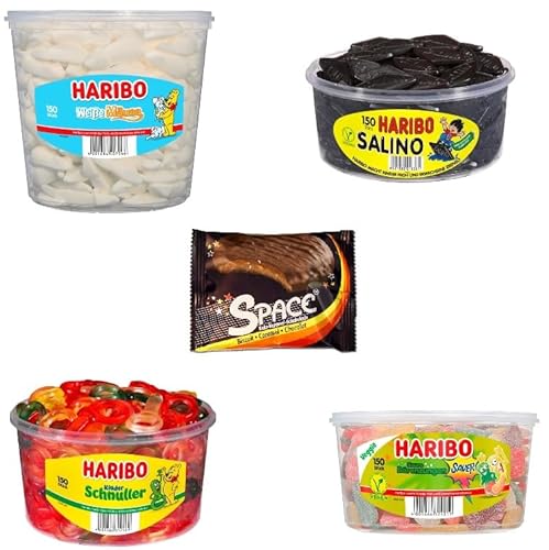 4 Dosen Mix Weiße Mäuse/Salino/Kinder Schnuller/Saure Bärenzungen + Space Keks von Onlineshop Bormann von Bormann