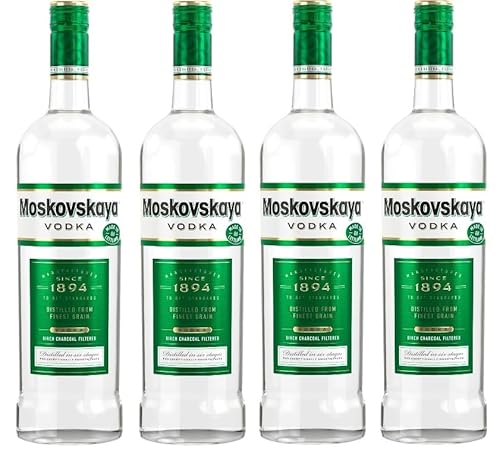 4 Flaschen Moskovskaya Vodka 1,0L 38% Vol. + Space Riegel von Onlineshop Bormann von Bormann