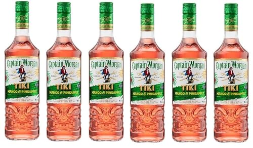 6 Flaschen Captain Morgan Tiki Köstlich-fruchtiger, aromatischer Rum | mit Ananas- und Mango-Geschmack | 25% vol | 700ml Einzelflasche | + Space Keks gratis 45 g von Onlineshop Bormann von Bormann