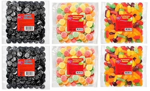 6 Tüten Red Band Mix aus 3 Sorten (2x Assortie, Weichgummi, Lakritz Münzen) a 500g + Space Keks gratis a 45 g von Onlineshop Bormann von Bormann