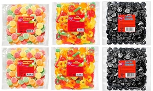 6 Tüten Red Band Mix aus 3 Sorten (2x Lakritz Münzen, Schnuller, Weichgummi) a 500g + Space Keks gratis a 45 g von Onlineshop Bormann von Bormann