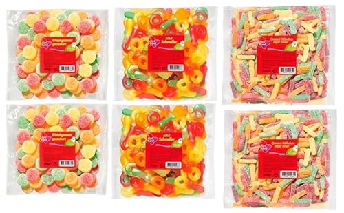 6 Tüten Red Band Mix aus 3 Sorten (2x Weichgummi,2xFruchtgummi Schnuller, 2x Saure Stäbchen) a 500g + Space Keks gratis a 45 g von Onlineshop Bormann von Bormann