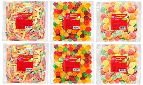 6 Tüten Red Band Mix aus 3 Sorten (2xFruchtgummi Münzen,Saure Stäbchen,Weichgummi) a 500g + Space Keks gratis a 45 g von Onlineshop Bormann von Bormann