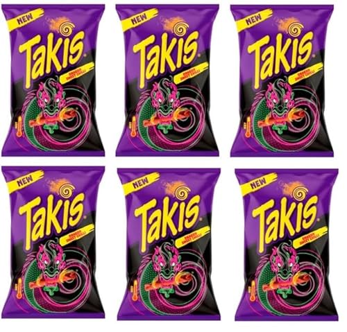 6 x Takis Dragon Sweet Chilli a 100g - Hot Chilli Pepper Tortilla Chips + Space Riegel von Onlineshop Bormann von Bormann