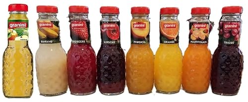 8 Flaschen a 200ml Granini Saft Mix aus 8 Sorten MEHRWEG Pfand Glas Flaschen Erdbeer Trinkgenuss von Onlineshop Bormann + Space Keks gratis a 45g von Bormann