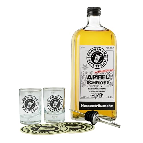 BitW Winter Schnaps Set | Apfelschnaps Winteredition | Apfelschnapsglas 4cl | Ausgießer | Born in the Wetterau von Born in the Wetterau