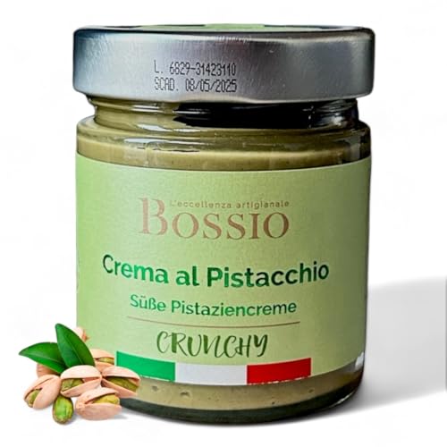 Bossio feinkost Pistaziencreme - Crunchy Pistaziencreme mit Protein (200g) - Sizilianische Pistazien - Alternative zu Pistazienmus und Pistazienpaste von Bossio