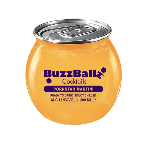 BuzzBallz Pornstar Martini 13,5% Vol. 200ml - Exotischer Vanille-Wodka Cocktail mit Passionsfrucht und Limette, Fertigcocktail für besondere Anlässe und Genussmomente von Bossjuice