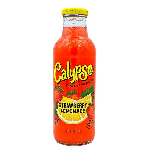 Calypso Strawberry Lemonade – Erfrischende Erdbeer-Limonade, 473ml Glasflasche – Genieße den süßen Sommergeschmack! von Bossjuice