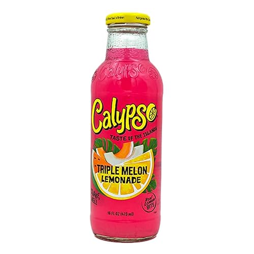 Calypso Triple Melon Lemonade - Erfrischende Glasflasche 473ml - Exotische Mischung aus Wassermelone, Honigtau & Melone | Perfekt für den Sommer! von Bossjuice