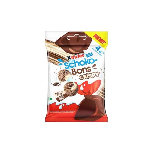 Kinder Schoko Bons Crispy 22,4g – Knusprige Schokoladenpralinen mit Milchfüllung, Perfekter Snack für unterwegs, Packung mit knusprigen Stückchen + GETZH Sticker von Bossjuice