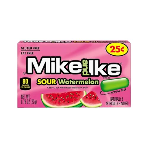 Mike and Ike Sour Watermelon 22g - Intensiver Wassermelonen-Geschmack, Perfekt für Naschkatzen, Süß & Saure Kaubonbons + GETZH ThankYou Sticker von Bossjuice