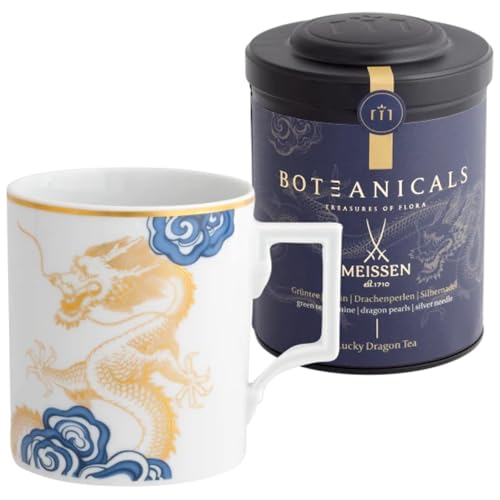 BOTEANICALS x MEISSEN - Lucky Dragon Geschenk-Set - Grüntee Jasmin | Drachenperlen | Silbernadel - BIO-Tee in Premium-Qualität mit edlem Manufaktur-Porzellan von Boteanicals