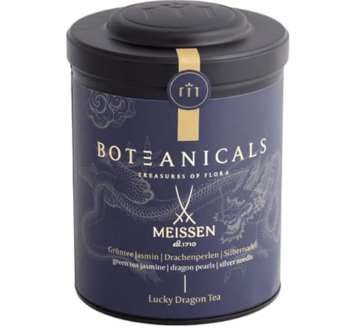 BOTEANICALS x MEISSEN - Lucky Dragon Tea - Grüntee Jasmin | Drachenperlen | Silbernadel - BIO-Tee in Premium-Qualität - 100% Natürlich - 100g in dekorativer Metalldose von Boteanicals