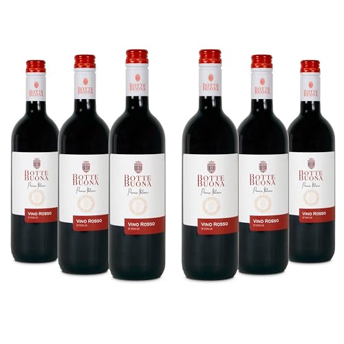 BotteBuona Vino Rosso d‘Italia Italienischer Rotwein mit Waldfrüchtenoten, 11,5 % Vol., Karton mit 6 Flaschen mit jeweils 750 ml von Botte Buona