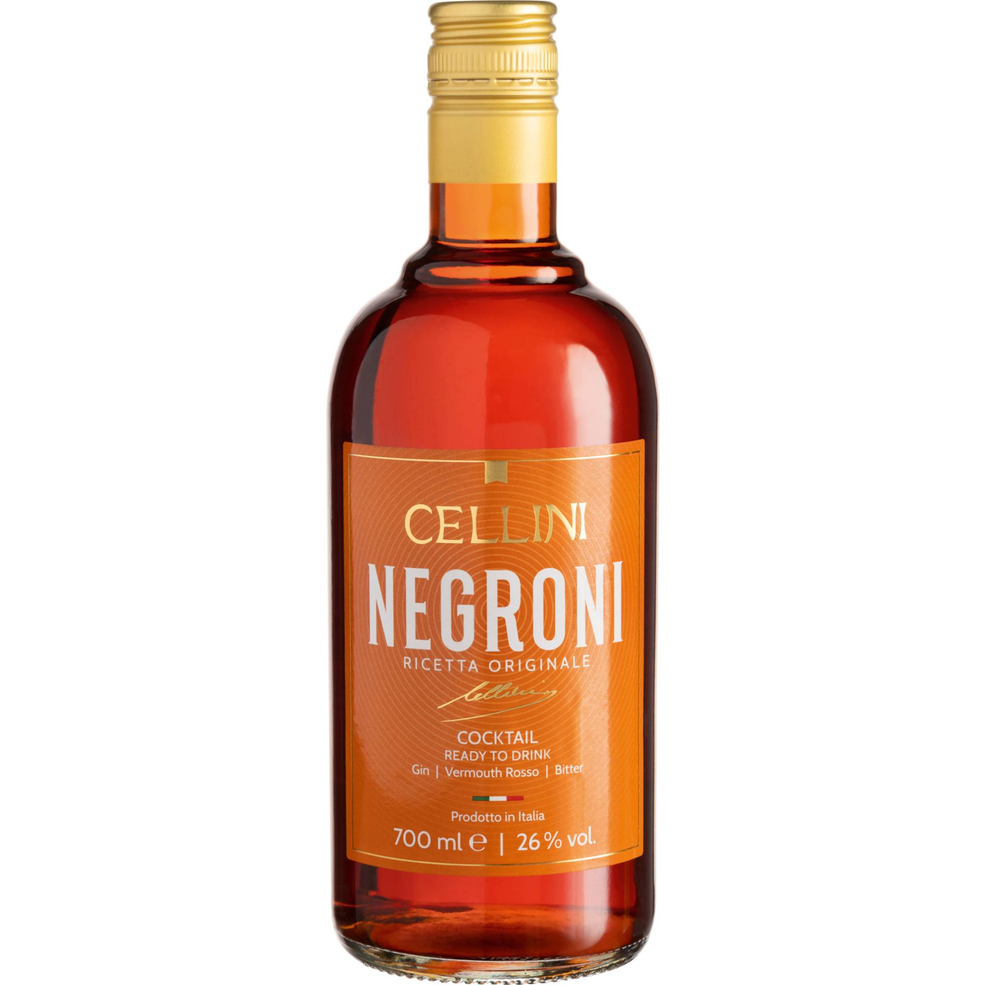 Cellini Negroni, Italien, 0,7 L, 26% Vol., Venetien, Spirituosen von Vertrieb durch Herzberger GmbH & Co. KG, Am Felsbrunnen 8, 66119 Saarbrücken