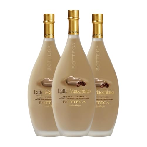 Cremelikör Bottega Latte Macchiato Caffè e Grappa Medium Flasche 50 cl (Karton mit 3 Medium Flasche von 50 cl) von Bottega