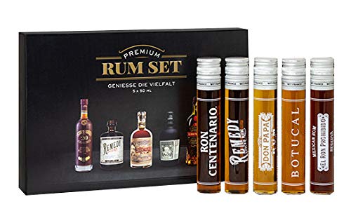 HDmirrorR Premium Rum-Set 5X 0,05l 50ml (40% - 41,5% Vol) Tasting Set Mini - [Enthält Sulfite] von HDmirrorR