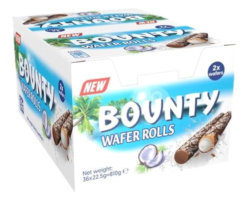 6x Bounty Wafer Roll 2er Pack je 22,5g Kokosnuss-Schokolade Knusprig & Cremig - ArBo-Living Quality von Bounty