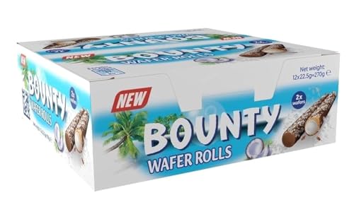 Bounty Wafer Rolls, Waffelrollen mit Kokosnuss (12 x 22,5g) von Bounty