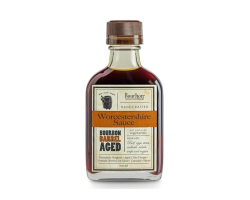 Bourbon Barrel Foods Worcestershire Sauce – In Bourbonfässern gereifte, handgefertigte vegetarische Würzsauce, 100 ml von Bourbon Barrel Foods