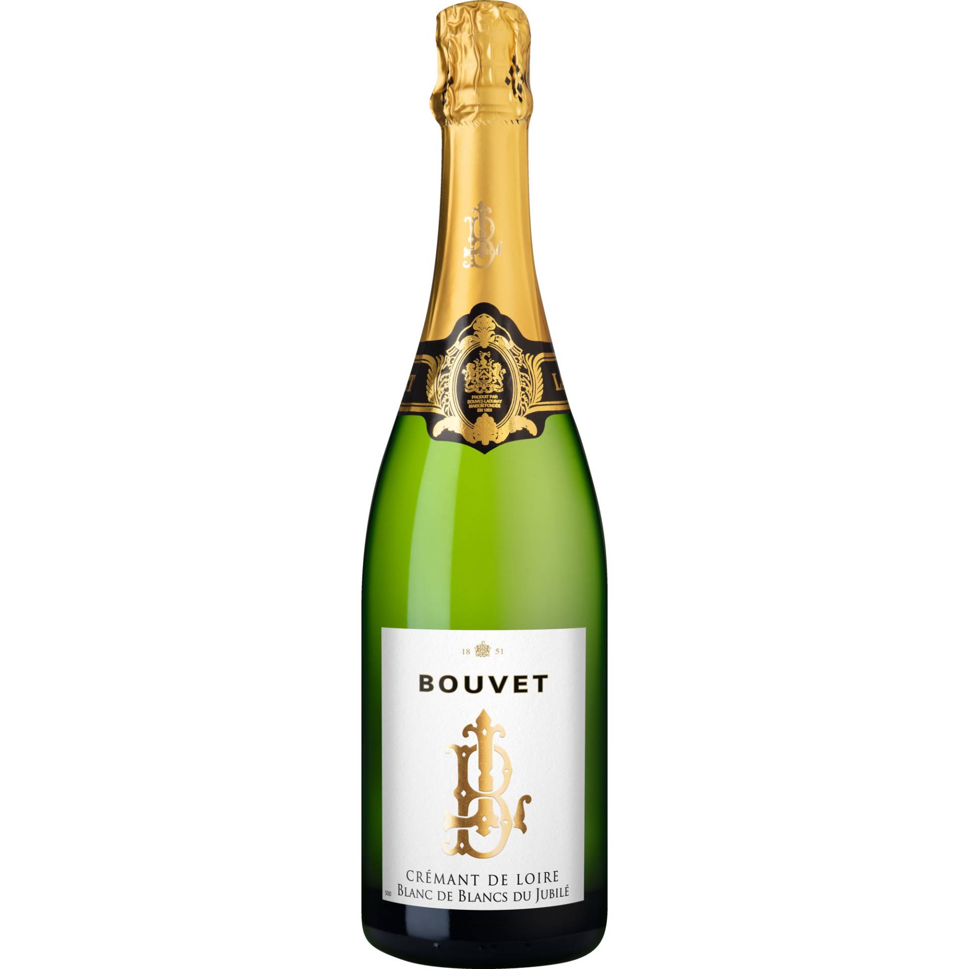 Bouvet Blanc de Blancs du Jubilé, Brut, Crémant de Loire AOP, Loire, Schaumwein von Bouvet Ladubay - St. Hilaire St.Florent - Maine et Loire - France