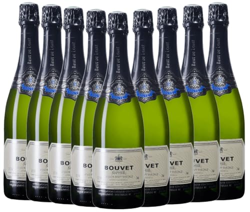 Crémant Saphir Saumur Brut Bouvet Ladubay Schaumwein 9 x 0,75l VINELLO - 9 x Weinpaket inkl. kostenlosem VINELLO.weinausgießer von Bouvet Ladubay