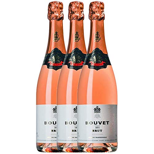 VINELLO 3er Weinpaket Schaumwein - Crémant Brut Rosé Excellence - Bouvet Ladubay mit einem VINELLO.weinausgießer | prickelnder Crémant | französischer Schaumwein aus Val de Loire | 3 x 0,75 Liter von Bouvet Ladubay