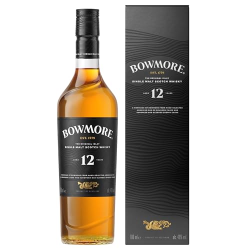 Bowmore 12 Jahre, Single Malt Scotch Whisky, mit Geschenkverpackung, ausgewogen mit rauchigen Geschmacksnoten, 40 Prozent Volumen, 700ml Einzelflasche von Bowmore