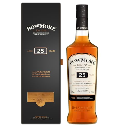 Bowmore 25 Jahre | Islay Single Malt Scotch Whisky | mit Geschenkverpackung | mit süß-torfigen Rauchnoten | 43% Vol | 700ml Einzelflasche von Bowmore