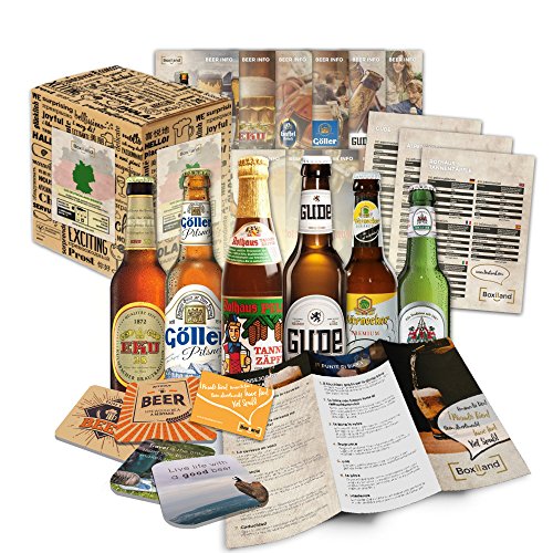 Bier Spezialitäten aus Deutschland (die besten deutschen Biere) als Probierpaket zum Verschenken als Geschenkverpackung (Bier + Tasting-Anleitung + Bierbroschüre + Brauereigeschenke + Geschenkkarton) 6 x 0,33l von Boxiland