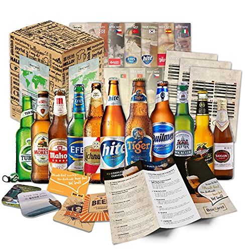 12 Biere der Welt mit Geschenk Karton Bier Info Tasting Anleitung Geburtstagsgeschenk für Männer Geschenkidee zum Geburtstag Vatertag für Väter Papa Männer Geschenke Vatertag von Boxiland