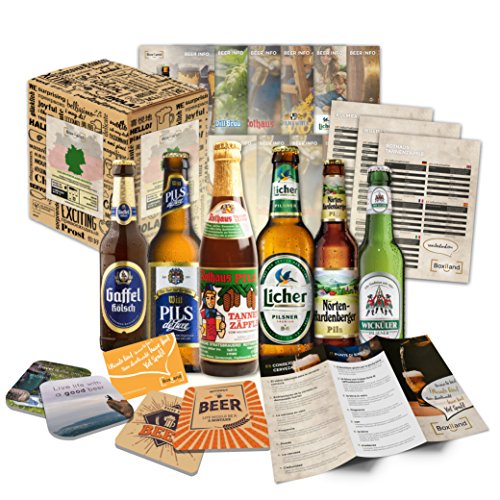 [ Boxiland ] 6x0,33 L Deutsche Bier Reise Kleine Bier Geschenkidee Geschenkidee für Eltern zum Geburtstag Einzugsgeschenk lustige Geschenke Geschenkidee Männer Frauen vatertag von Boxiland