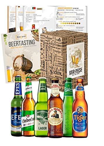 [ Boxiland ] Biere der Welt (6 x 0,33l) internationale Bier Spezialitäten zum verschenken - Beste Biere der Welt (Bier + Tasting-Anleitung + Bierbroschüre + Geschenkkarton) von Boxiland